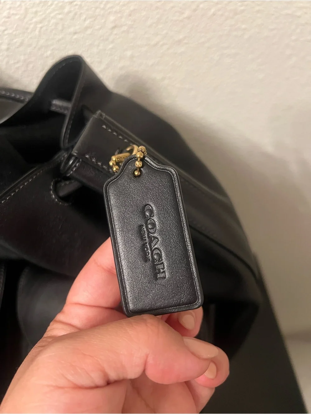 Coach Crosby Black Leather Flap Backpack with Front Pockets